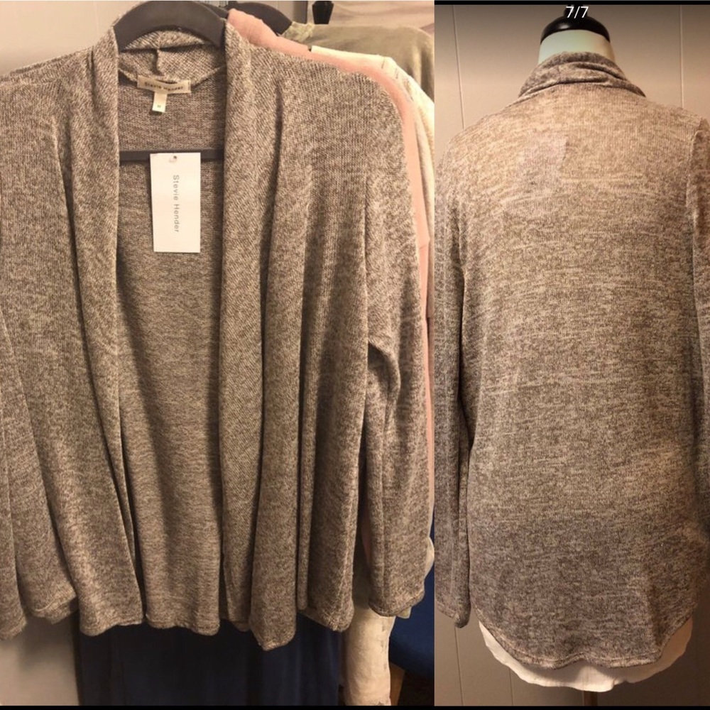 Heathered Brown open cardigan